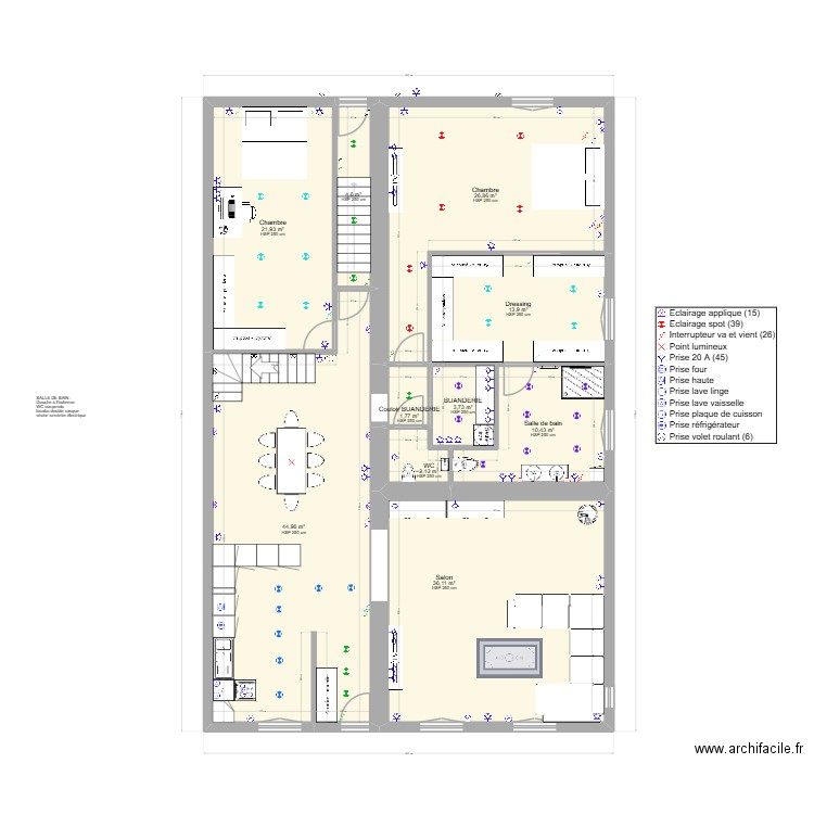 plan eva aménagement du 06 01 2026 ELEC. Plan de 10 pièces et 166 m2