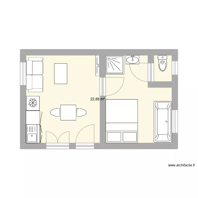 studio avec chambre. Plan de 