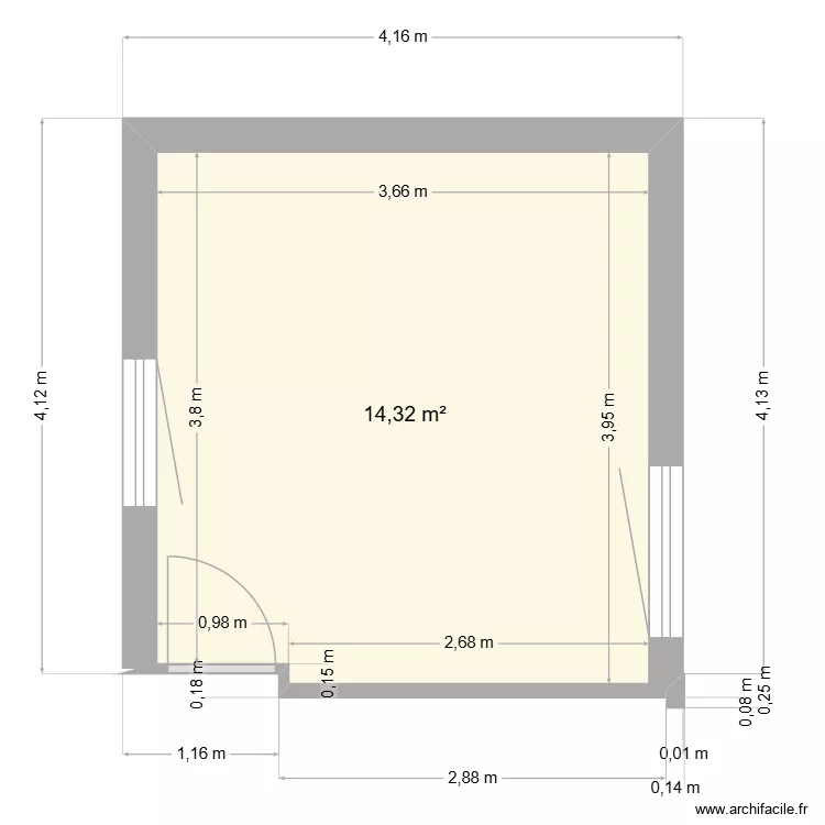CHAMBRE MARGAUX HAUT. Plan de 1 Pièce et 14 m² CHAMBRE MARGAUX HAUT. Plan de 1 Pièce et 14 m²
