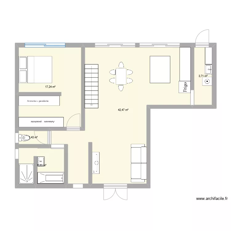 maison 4 biblio . Plan de 