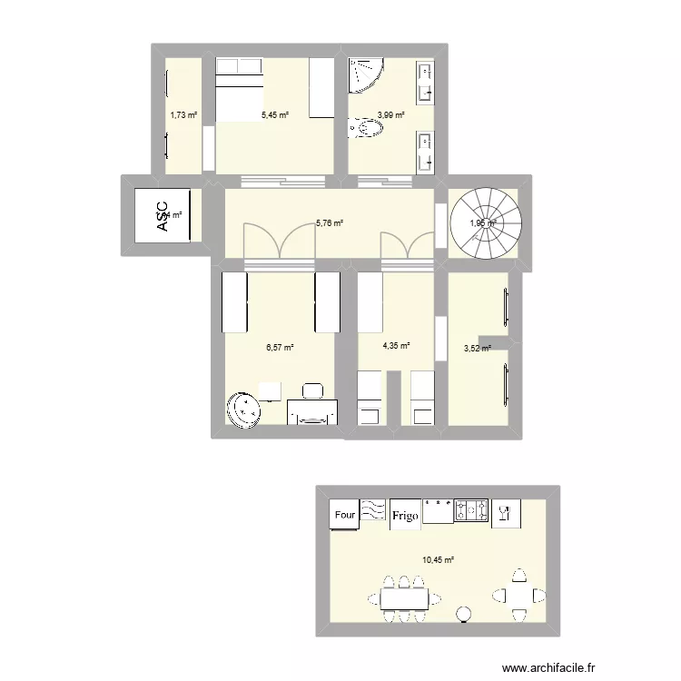 cuisine maison de reve. Plan de 10  et 45 m²