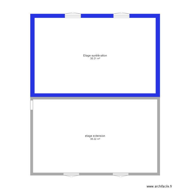 Esquisse 1 - rectange 36x4. Plan de 4 pièces et 145 m2