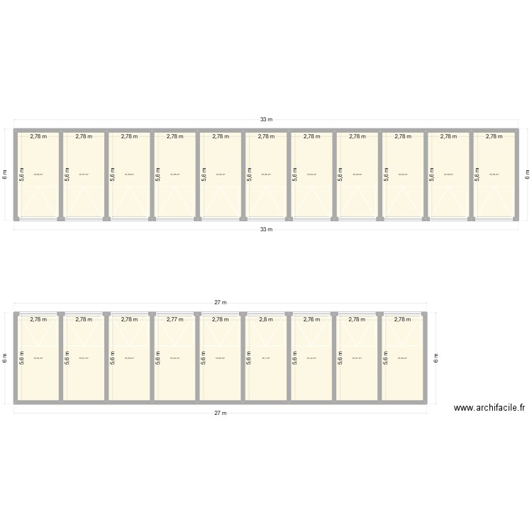 Garage. Plan de 22 pièces et 643 m2