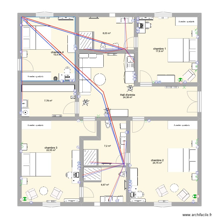 maison Alsagro final sanitaire. Plan de 9 pièces et 134 m2