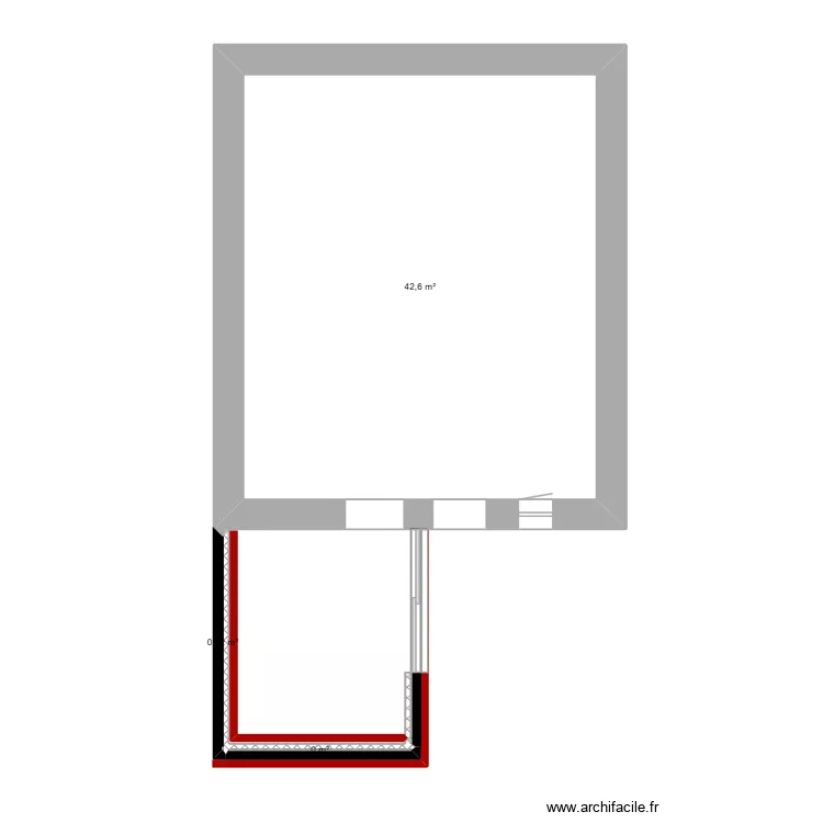 agrandissement. Plan de 3  et 43 m²