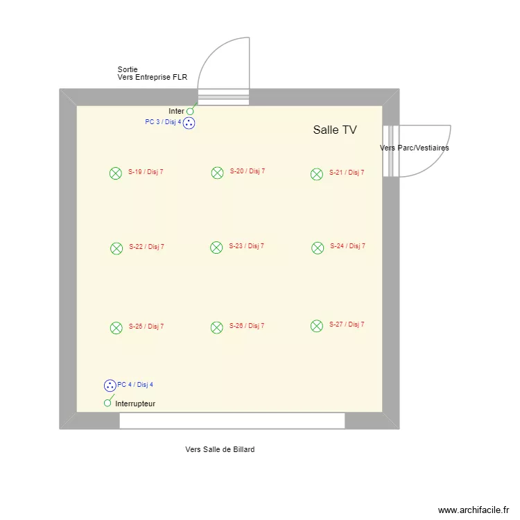 AMP Salle TV. Plan de 1  et 23 m²