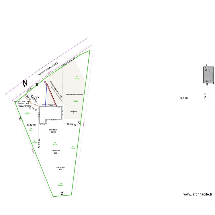 PLAN DE MASSE projet 2. Plan de 1 pièce et 100 m2