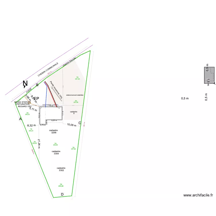 PLAN DE MASSE projet 2. Plan de 1 pièce et 100 m²