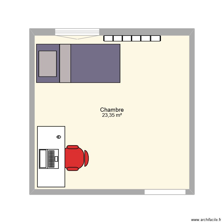 ma chambre. Plan de 1 pièce et 23 m2