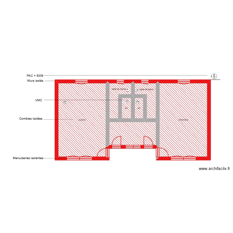 Dieudade étape2. Plan de 7 pièces et 59 m2