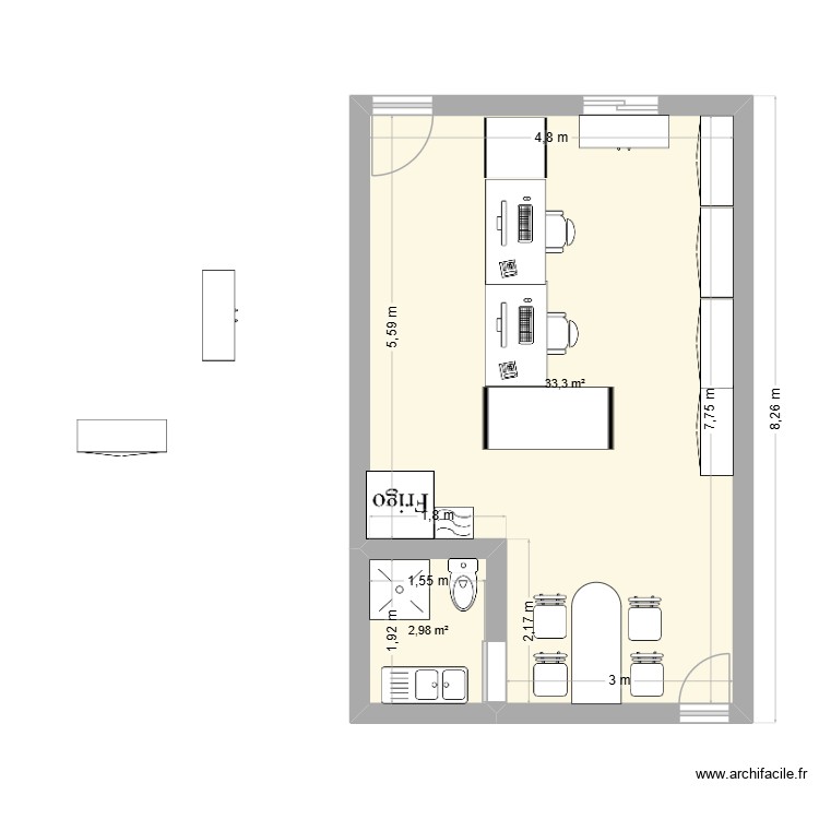 bureau. Plan de 0 pièce et 0 m2 bureau. Plan de 0 pièce et 0 m2