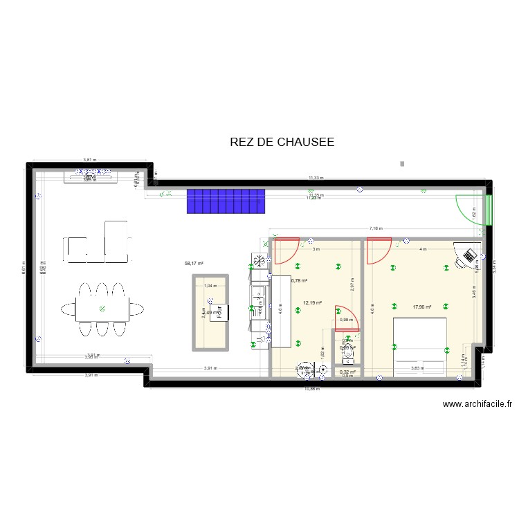 rdc maxime anais. Plan de 7 pièces et 96 m2