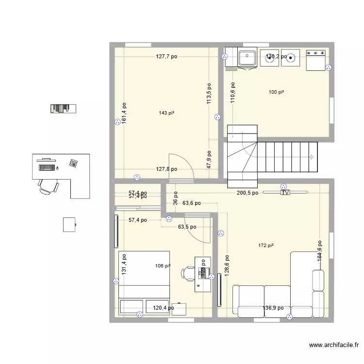 Sous-sol. Plan de 5  et 50 m²