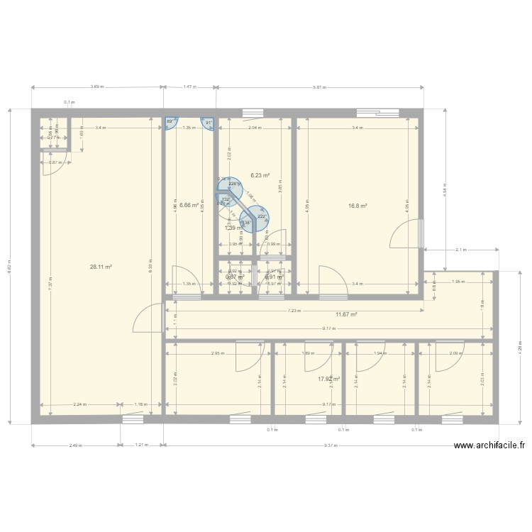 costumerie 1. Plan de 9 pièces et 91 m2