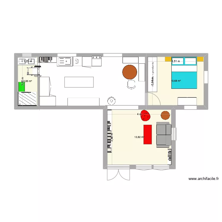 fournil avril 2026. Plan de 3  et 28 m²
