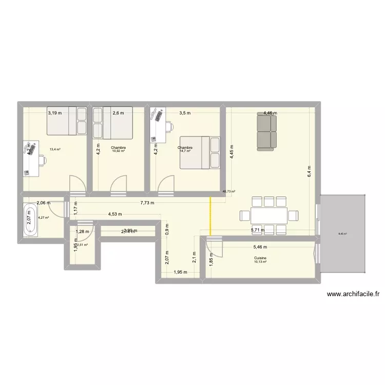 appart1. Plan de 7 Pièces et 102 m² appart1. Plan de 7 Pièces et 102 m²