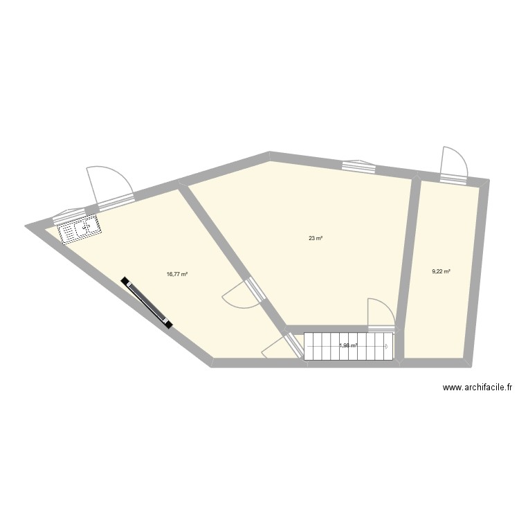ljh. Plan de 4 pièces et 51 m2