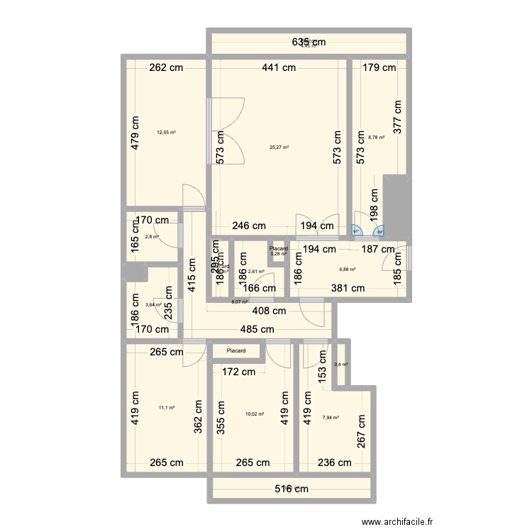 Appart Quai de Loire. Plan de 19 pièces et 111 m2