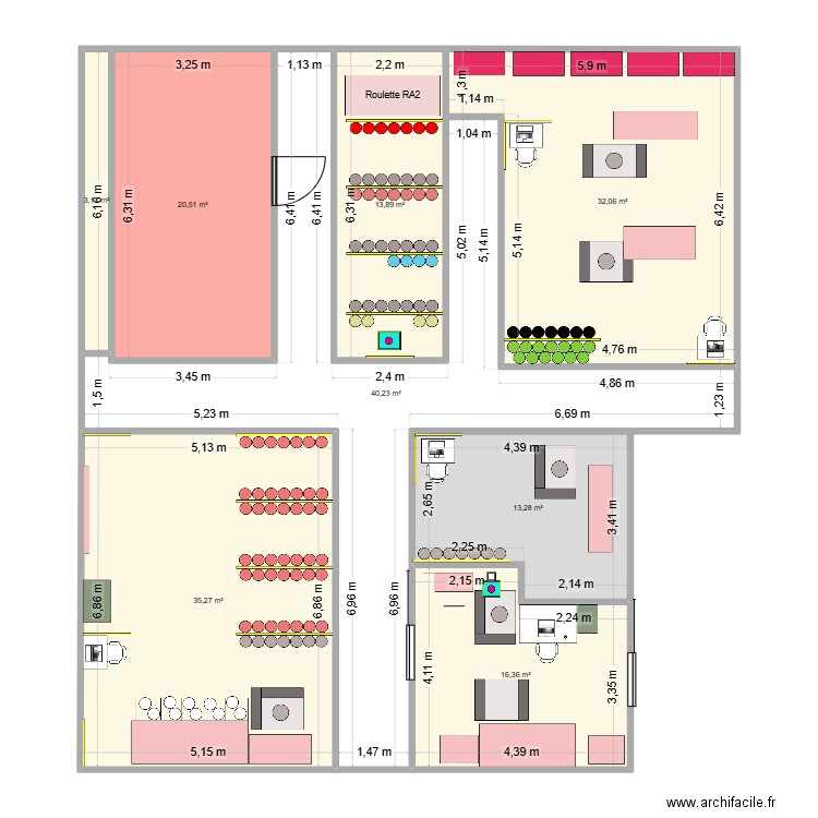 Chantier BI zone HU CH HS OU. Plan de 8 pièces et 175 m2