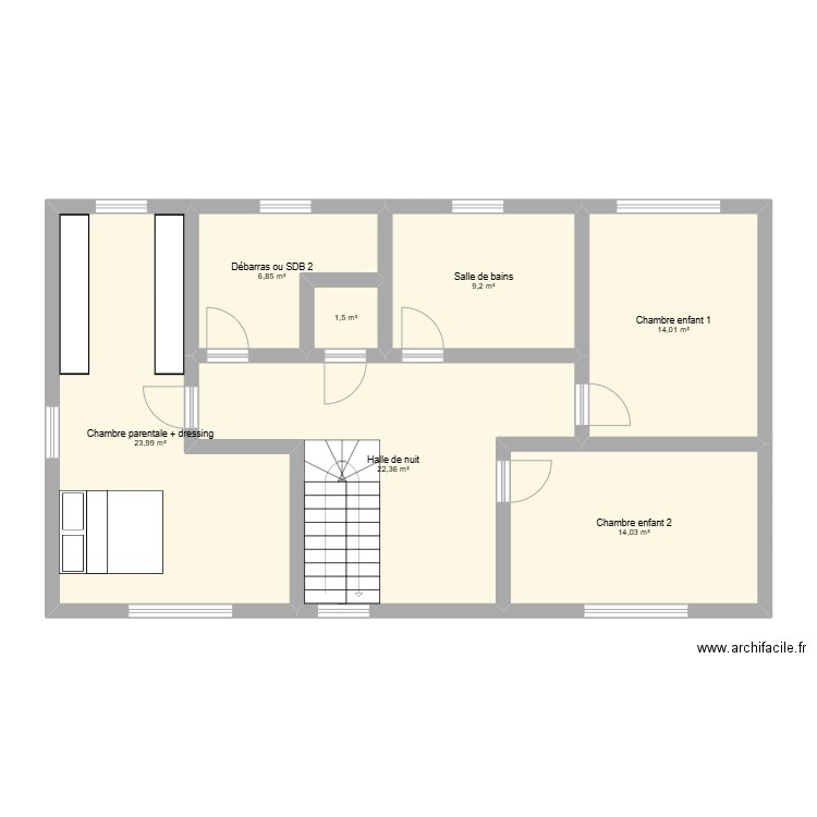 Maison new etage. Plan de 7 pièces et 92 m2