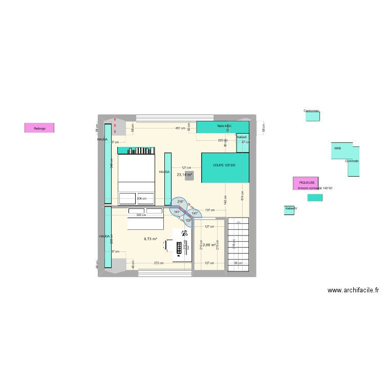 1er étage. Plan de 5 pièces et 34 m2