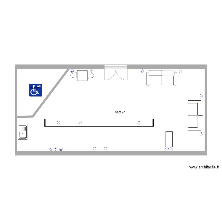 Mamie est chaude. Plan de 2 pièces et 60 m2