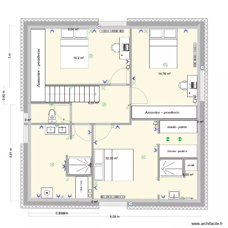 2e &eacute;tage &eacute;lectricit&eacute;. Plan de 