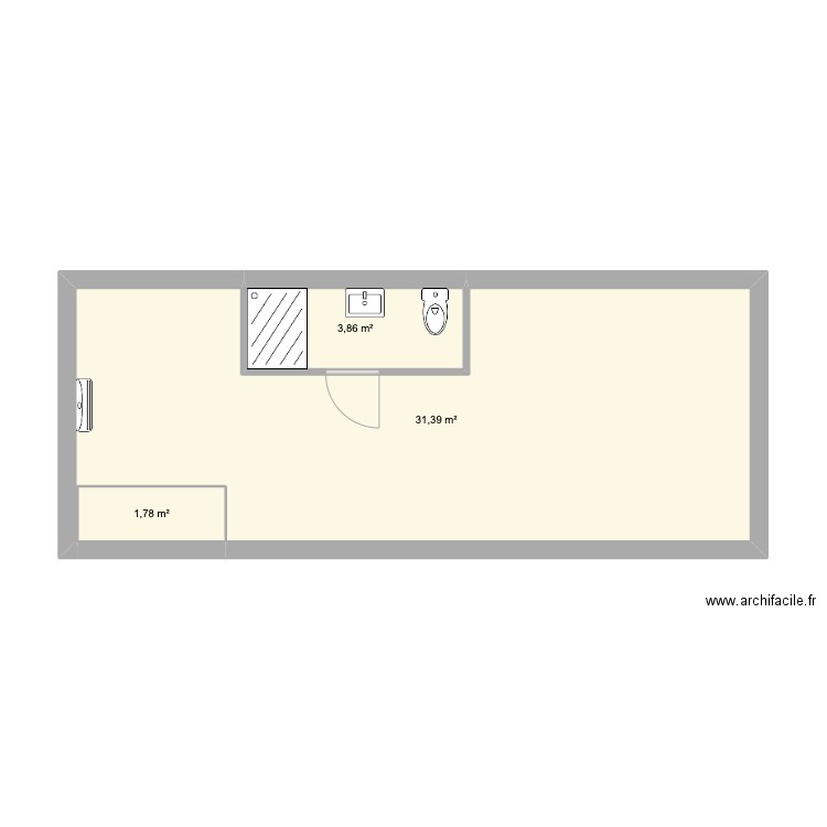 Magrie R+2. Plan de 3 pièces et 37 m2