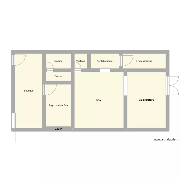 labo deguine. Plan de 10  et 57 m²