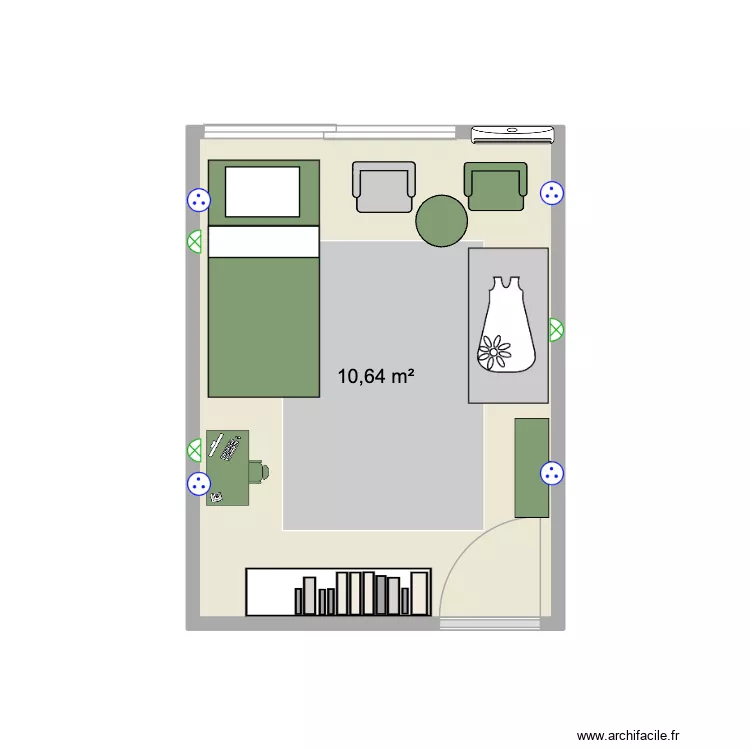 CHBRE BB3. Plan de 1 pièce et 11 m²