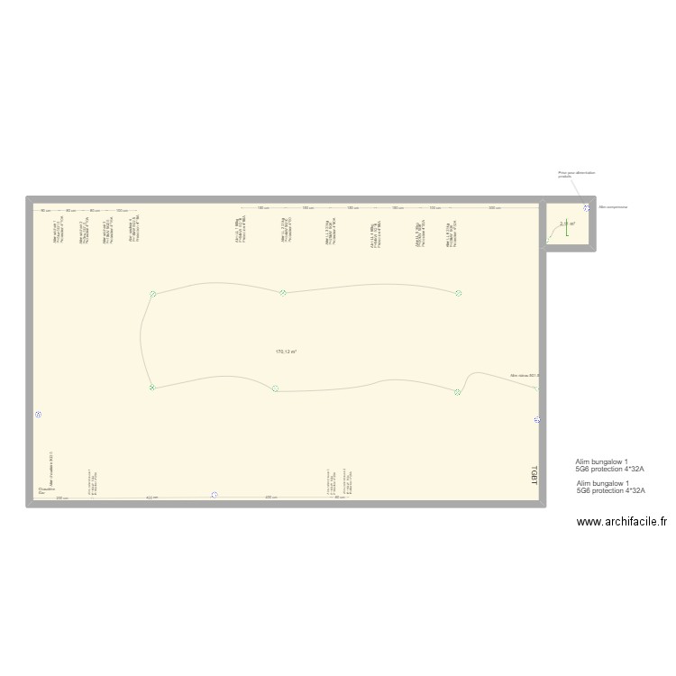 Blanchisserie. Plan de 2 pièces et 172 m2