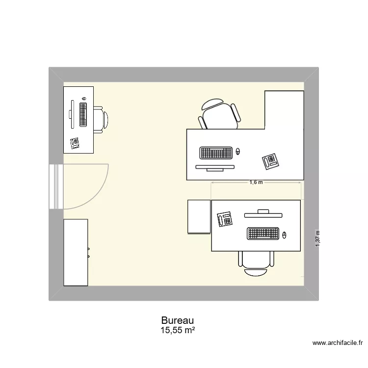 Bureau 24. Plan de 1  et 16 m²