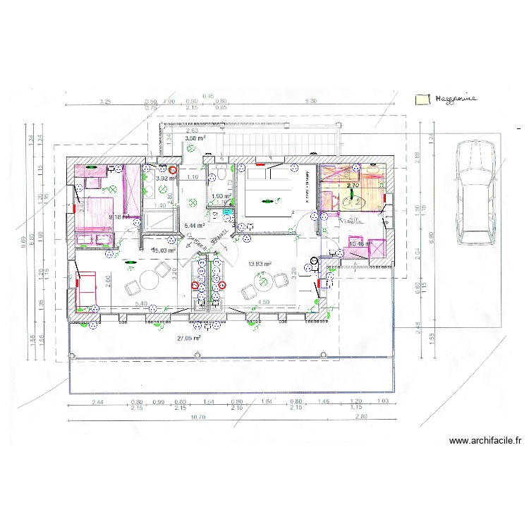 UH1 - R+1 - Electricité, Télécom et ventilation. Plan de 0 pièce et 0 m2