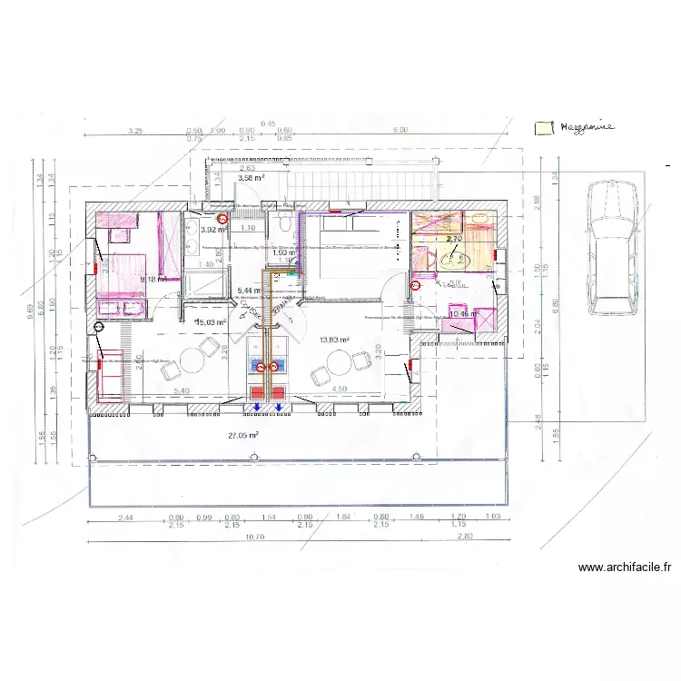 UH1 - R+1 - Electricité, Télécom et ventilation. Plan de UH1 - R+1 - Electricité, Télécom et ventilation. Plan de