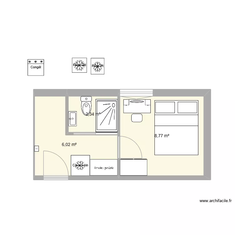 SSol Garde manger2. Plan de 3  et 17 m²