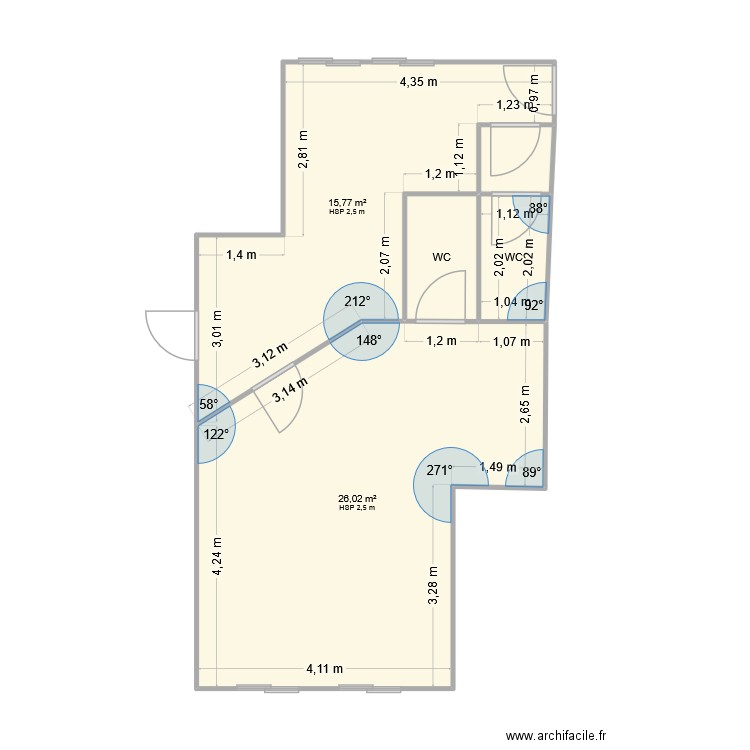 Local C3. Plan de 5 pièces et 48 m2