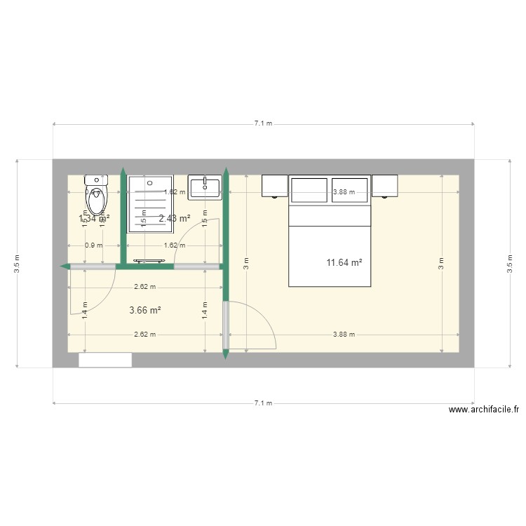 gauthier ponsat. Plan de 4 pièces et 19 m2