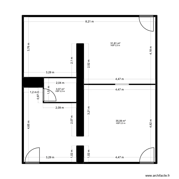 Plan Avant Travaux L'ATELIER. Plan de 6 et 73 m² Plan Avant Travaux L'ATELIER. Plan de 6 et 73 m²