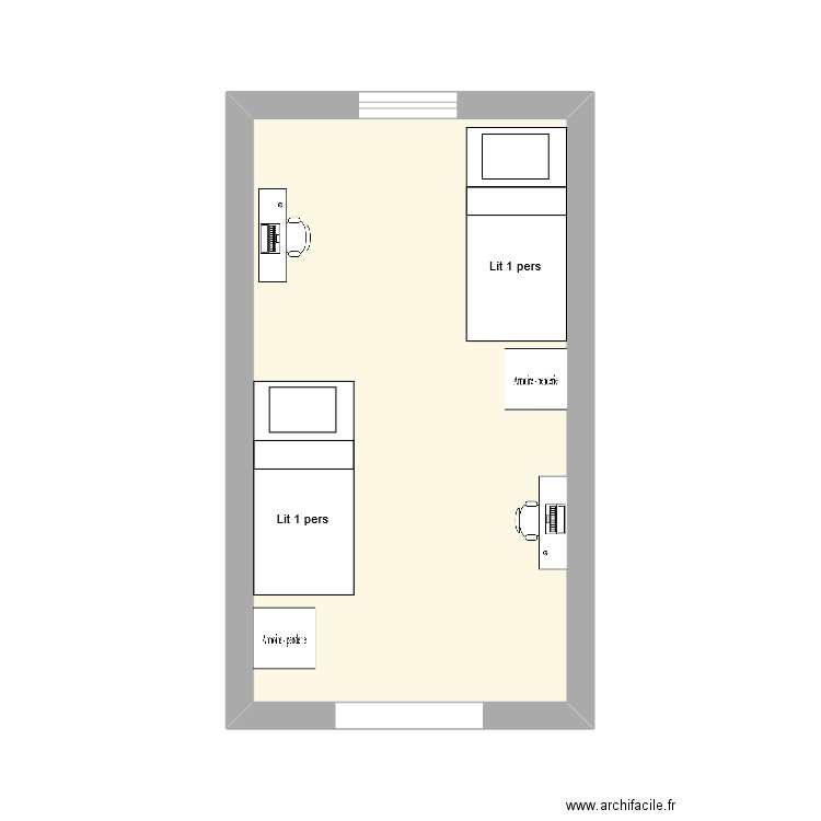 chambre de 2 filles. Plan de 1 pièce et 17 m2