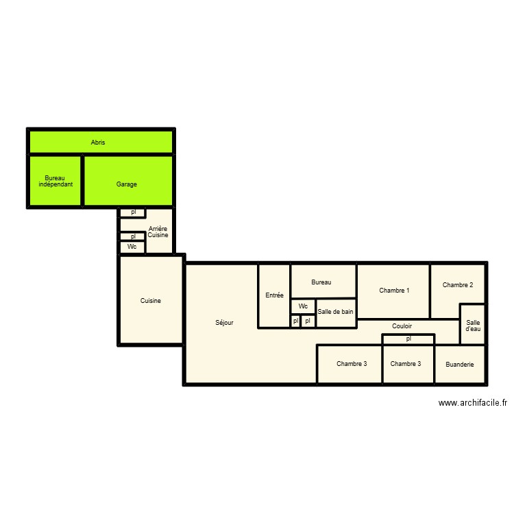 Mora aizenay. Plan de 22 pièces et 67 m2