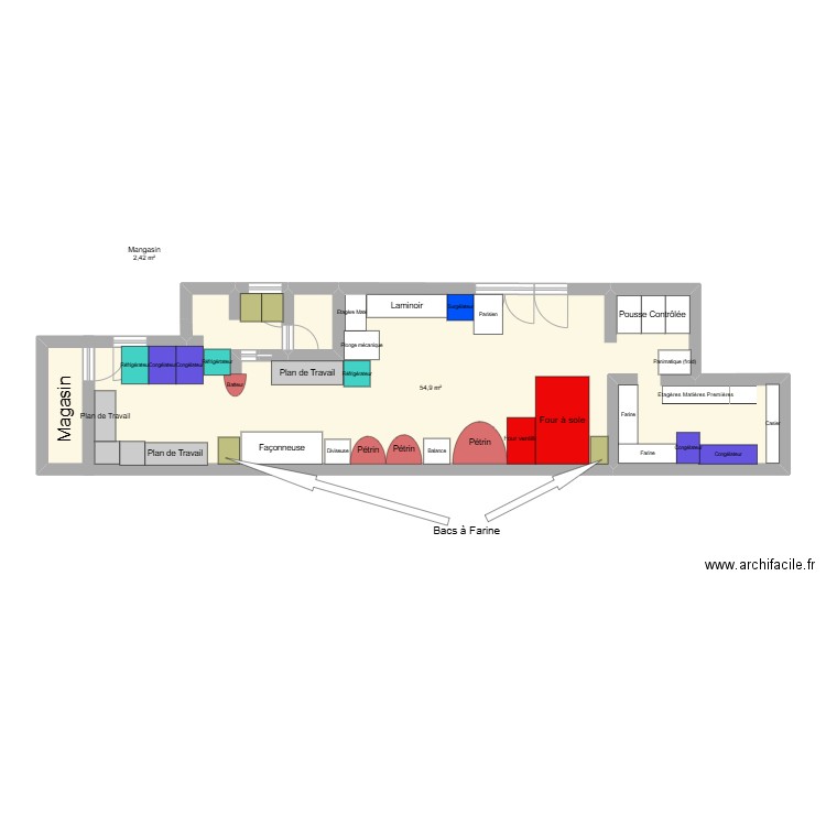 PLAN. Plan de 3 pièces et 59 m2