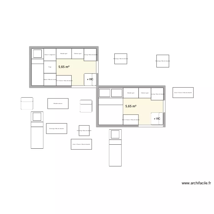 VAN. Plan de 2  et 11 m²