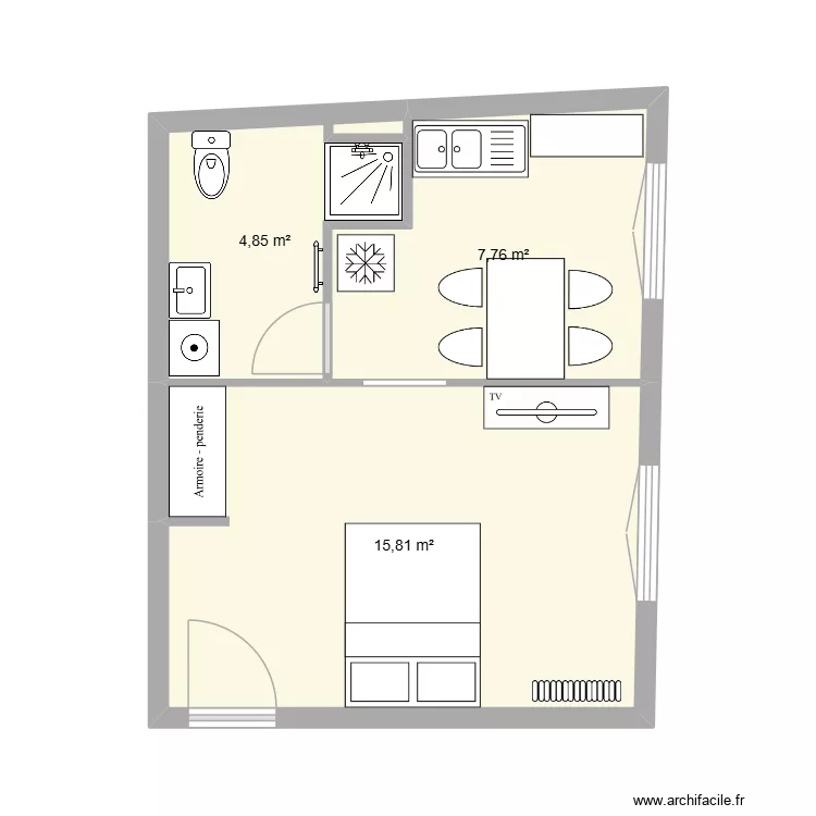Lazaristes. Plan de 3  et 28 m²