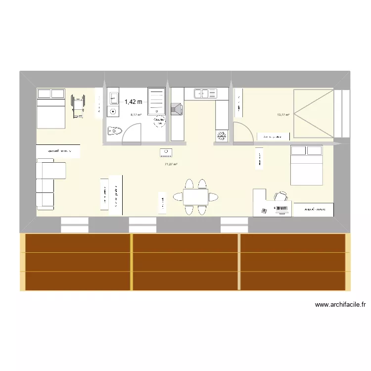 maison. Plan de 3  et 93 m²