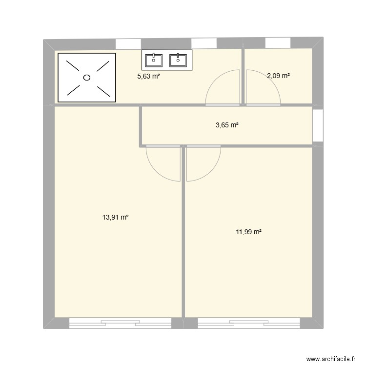 Chambres 2 et 3. Plan de 5 pièces et 37 m2