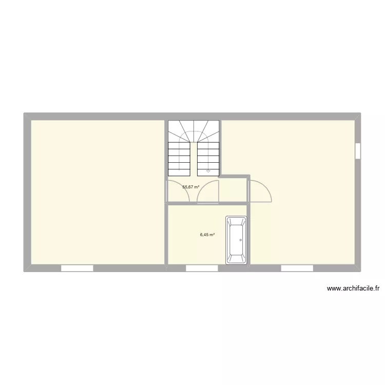 Etage actuel. Plan de 2 Pièces et 62 m² Etage actuel. Plan de 2 Pièces et 62 m²
