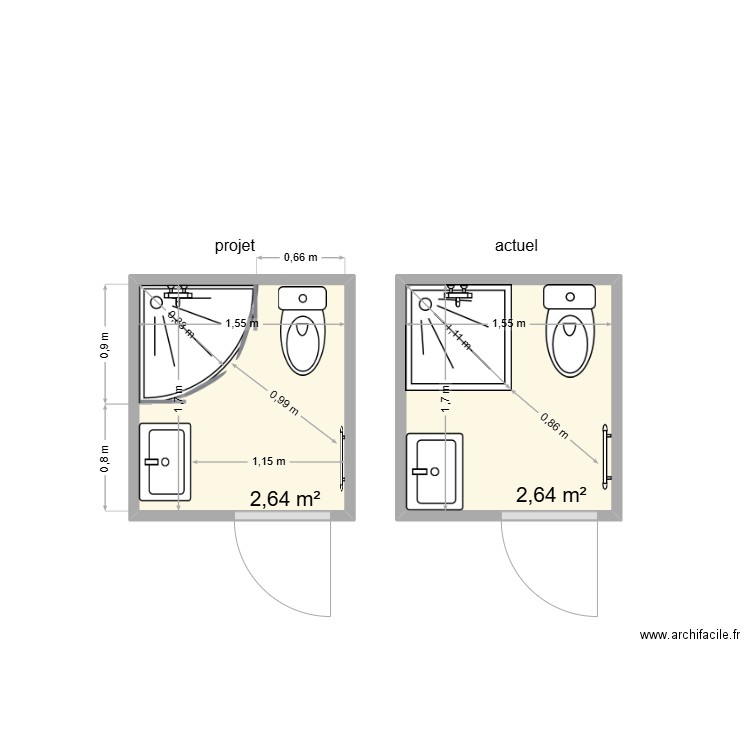 Laurence Pillard . Plan de 2 pièces et 5 m2