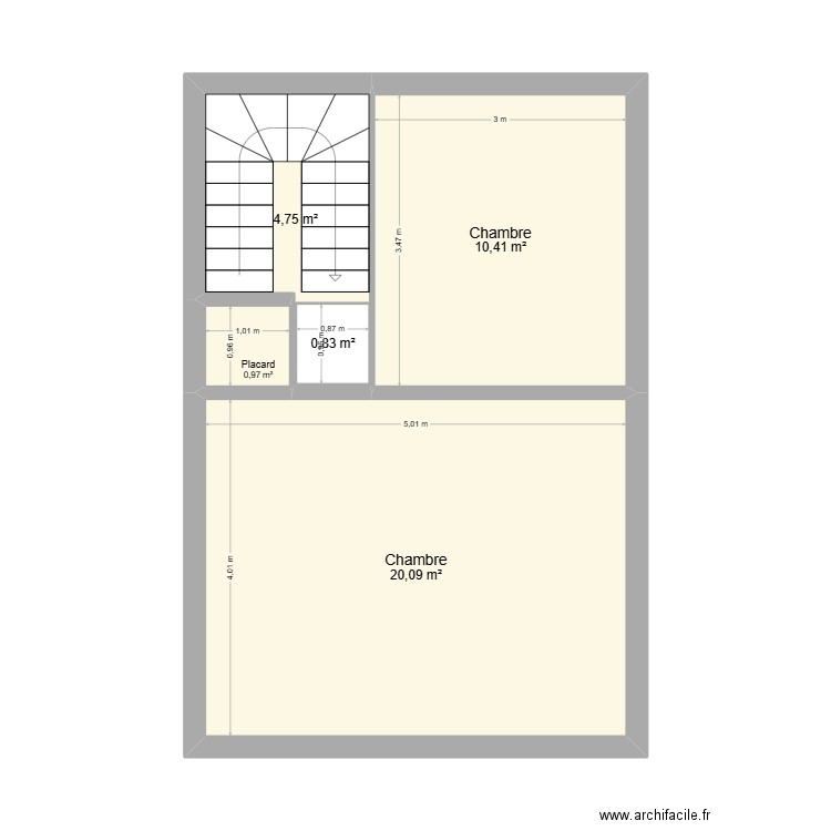 MAISON HAUT. Plan de 5 pièces et 38 m2