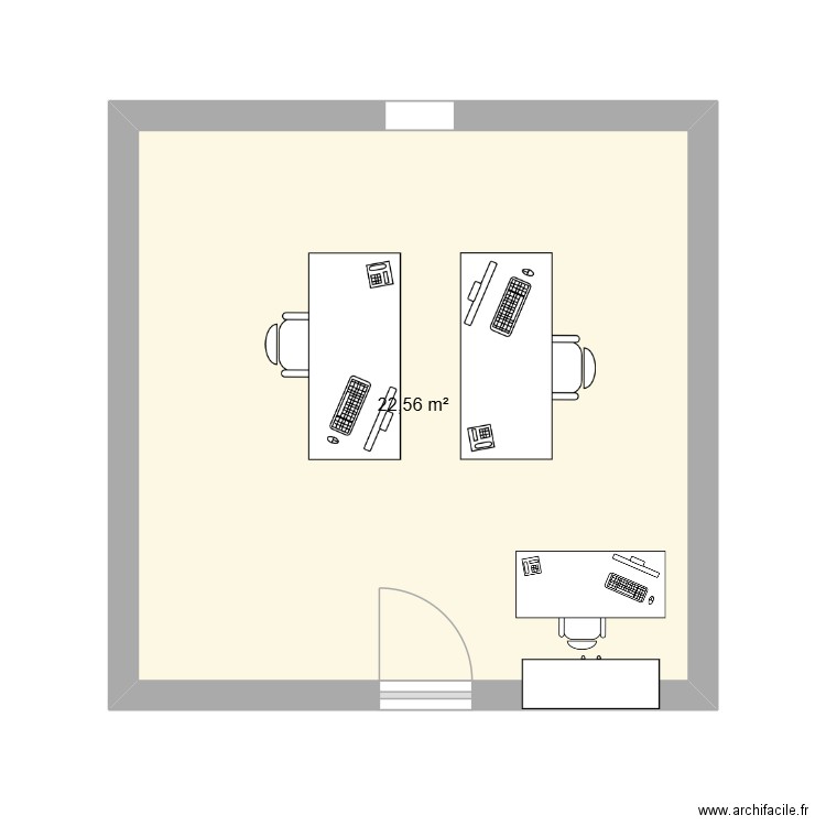 Test bureau. Plan de 1 pièce et 23 m2