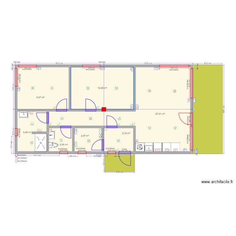 Песочнево эл. Plan de 9 pièces et 76 m2